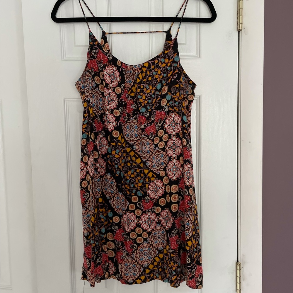 Reneec Short Sun Dress - Black, Turquoise- size small